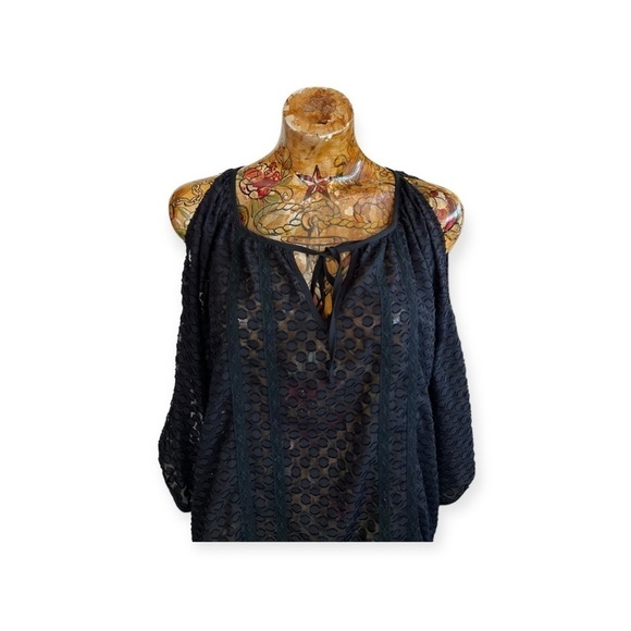 Eden Society top blouse open shoulder medium black - Picture 2 of 7